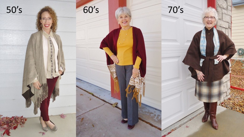 Capes/Ponchos for the 50, 60 & 70 age groups.