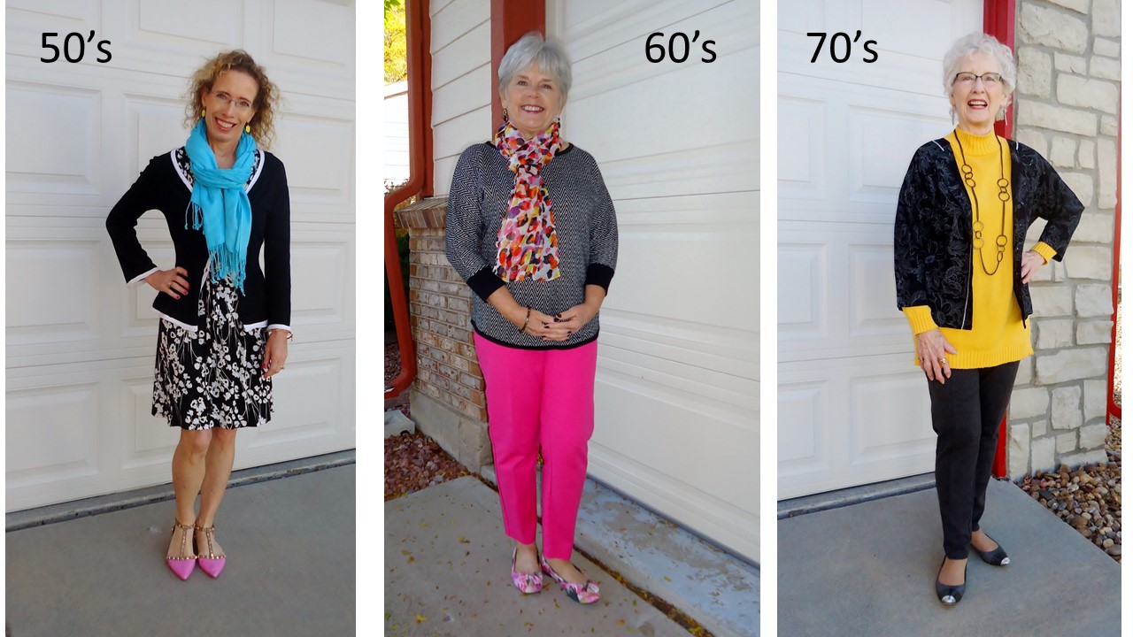 Black & White for the 50, 60, & 70 Year Old Women with brights. 