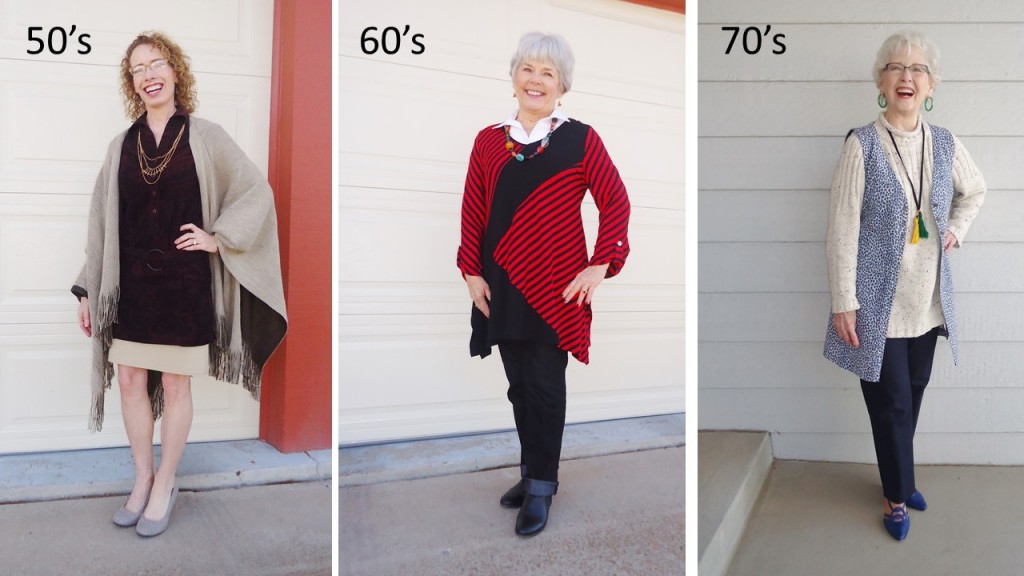 Tunics for winter for the 50's, 60's, & 70's age groups.