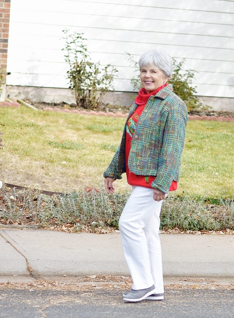Women over 50 Wearing a Tweed Jacket. 