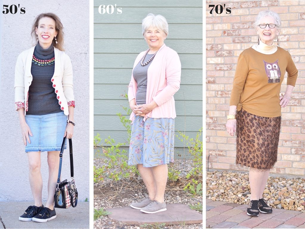 Skirts and sneakers for women over 50 