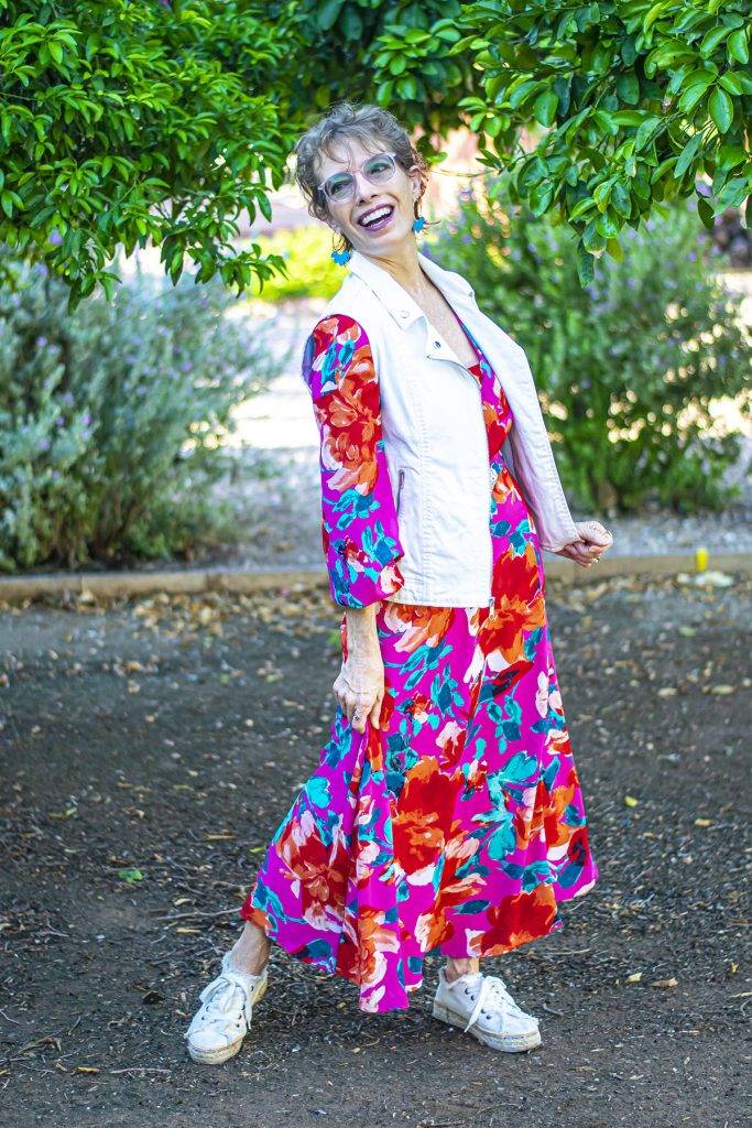 How to accessorize a floral maxi dress with a vest