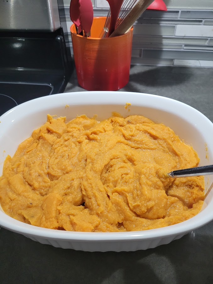 Sweet potato mash as gluten free dairy free breakfast